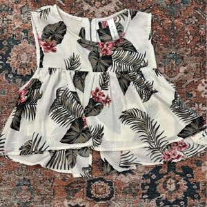 Blue Blush Floral Flowy Tropical Print Sleevless crop tank top size S